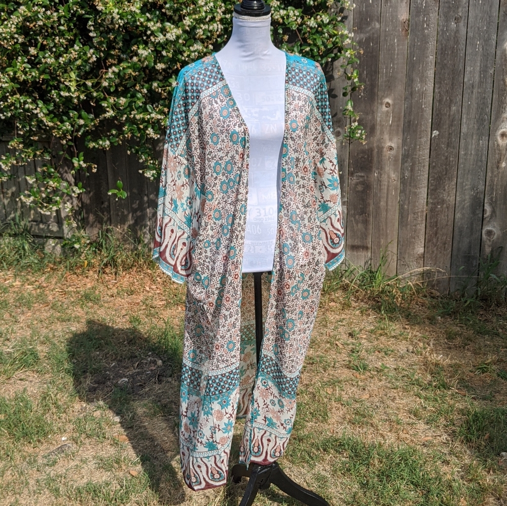 SALE! New BOHO Paisley Kimono Cover up Duster - Picture 7 of 16
